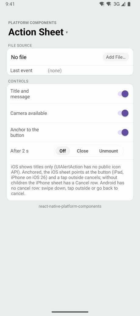 ActionSheet on Android