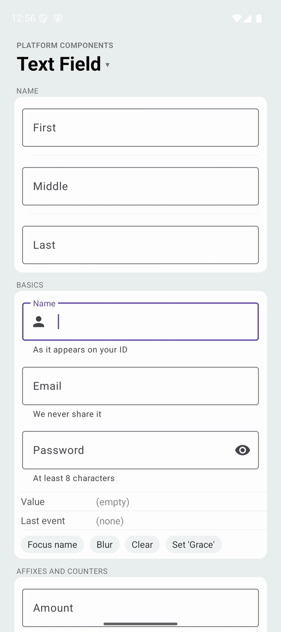 TextField on Android