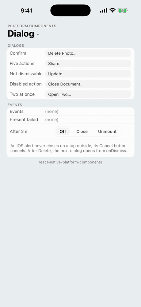 Dialog on iOS