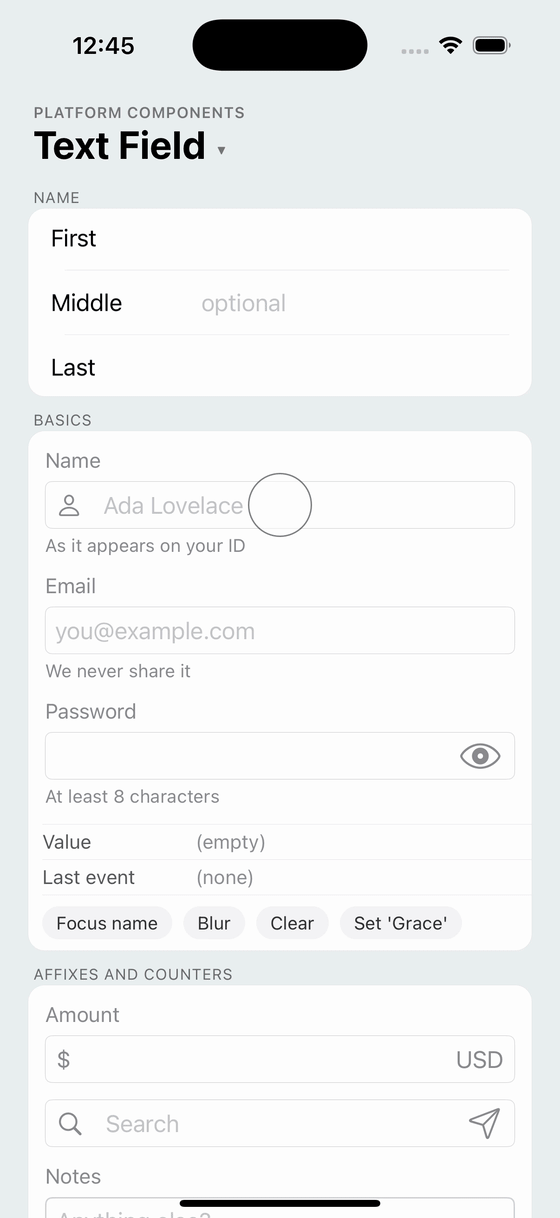 TextField on iOS