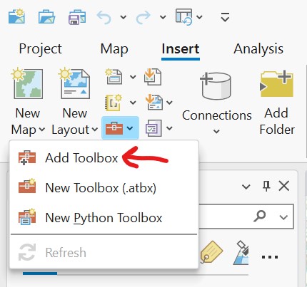 image of arcgis pro add toolbox button