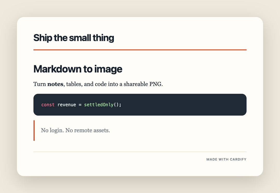Example output from Markdown and Code to PNG API
