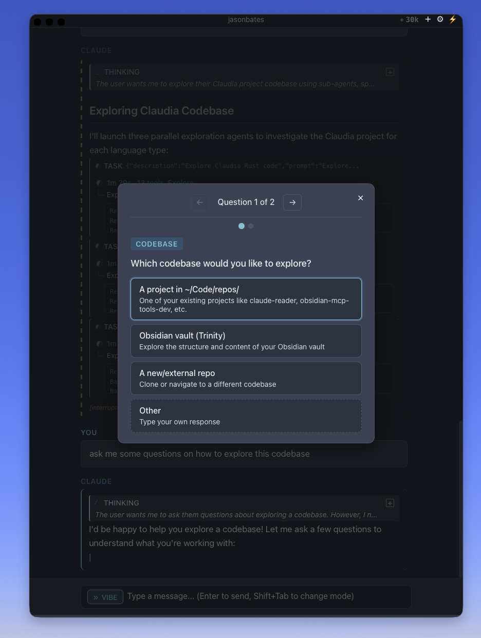 Interactive question dialog