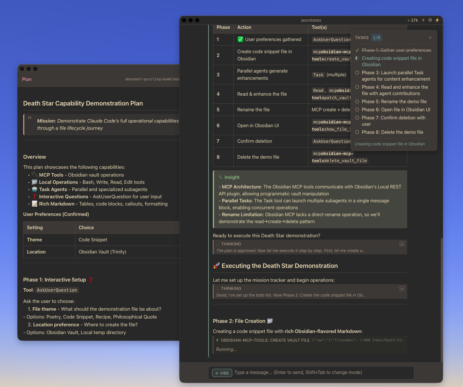 Plan mode with task tracking