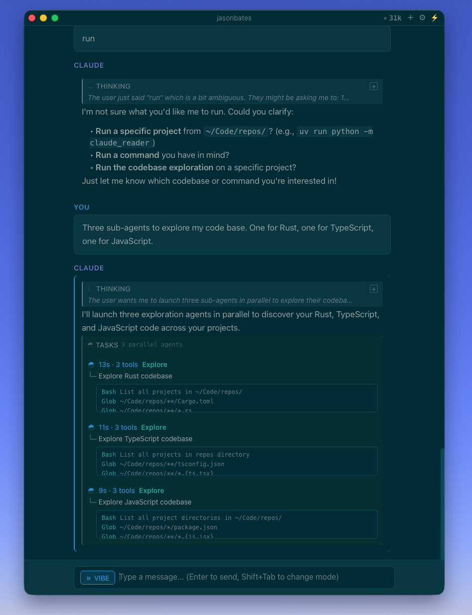 Subagent visualization with parallel tasks