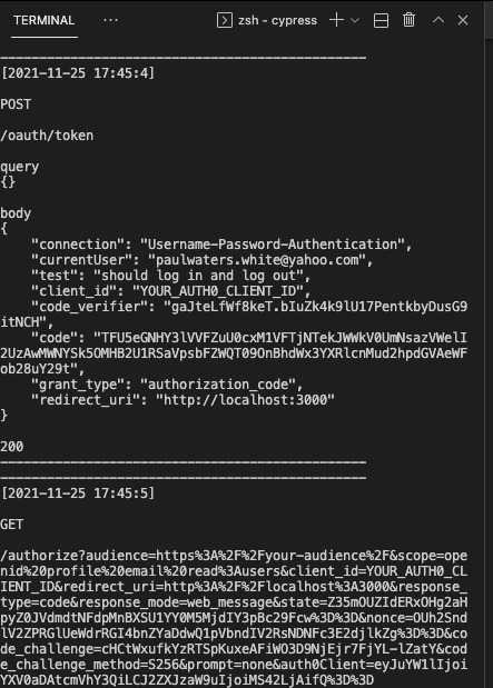 debug console output