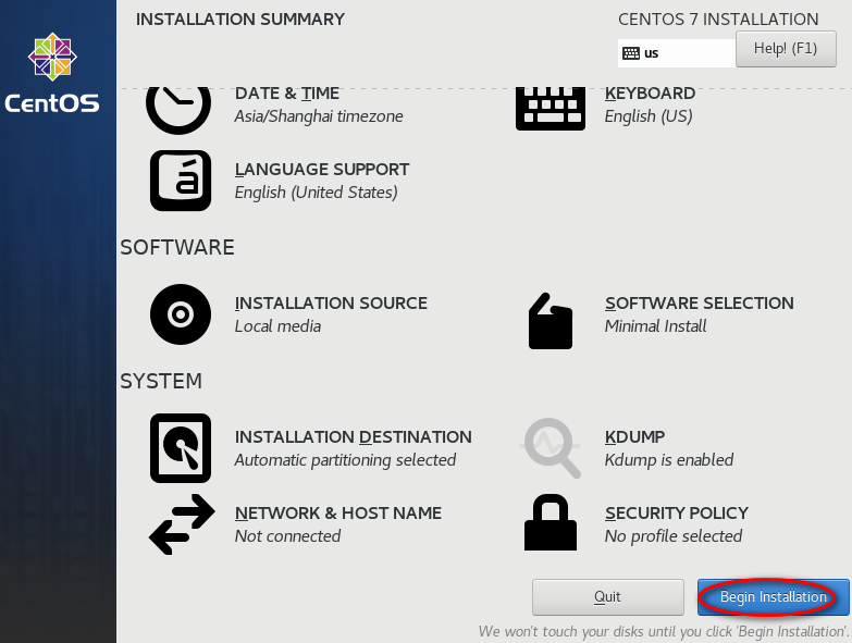 CentOS 7 系统安装界面截图