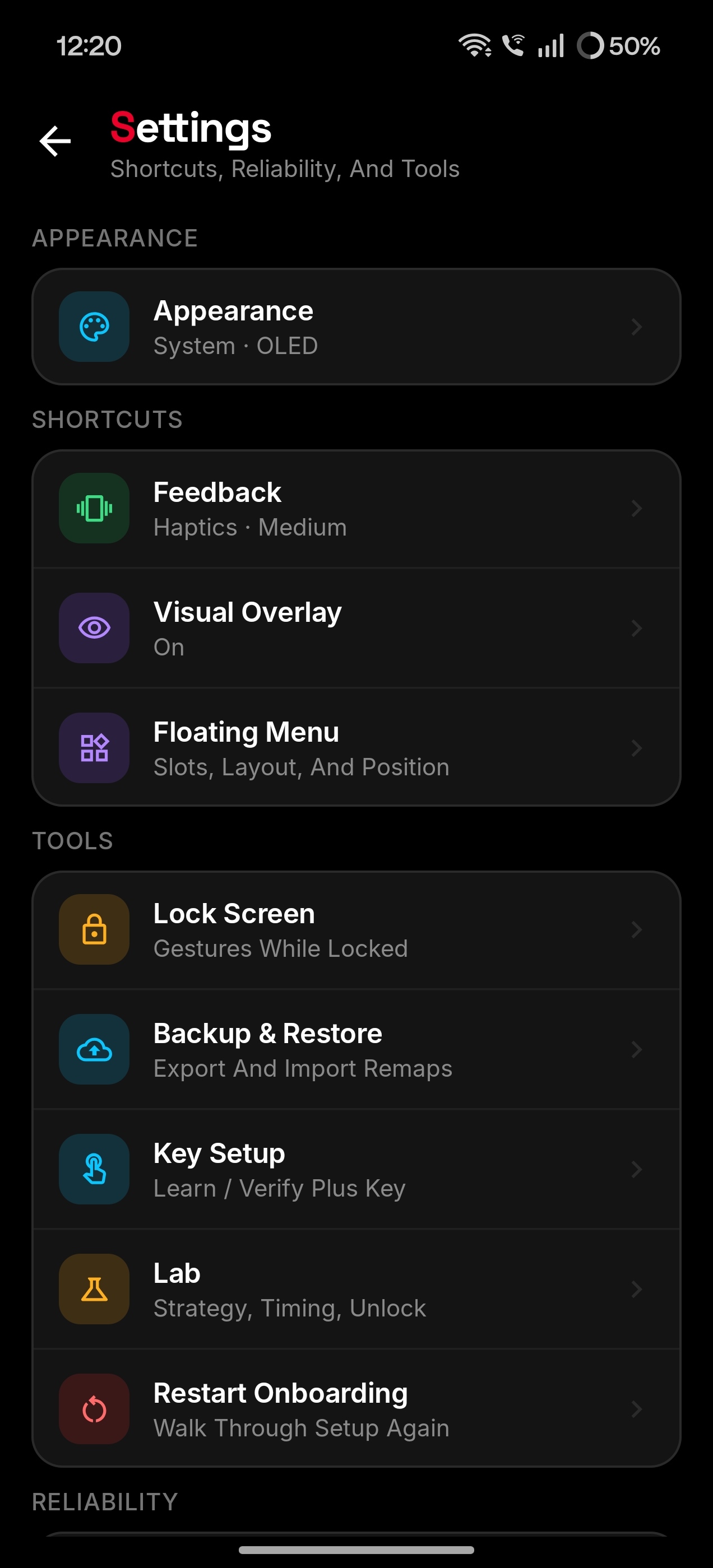 Keyforge Settings hub
