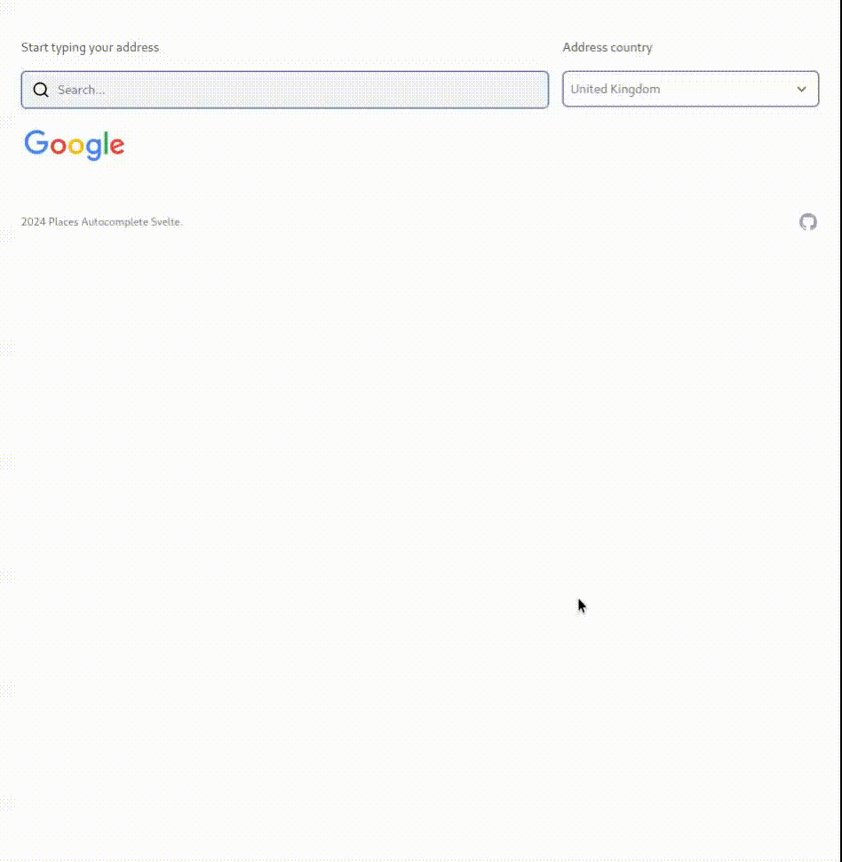 npm.io Places Autocomplete Svelte