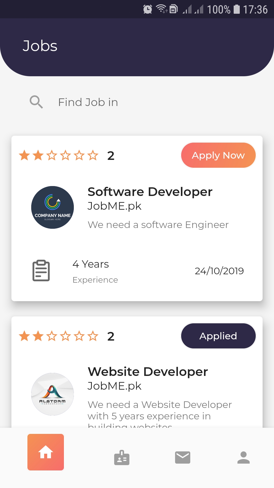 A Flutter Job Protal Job Listing UI App using Futter 