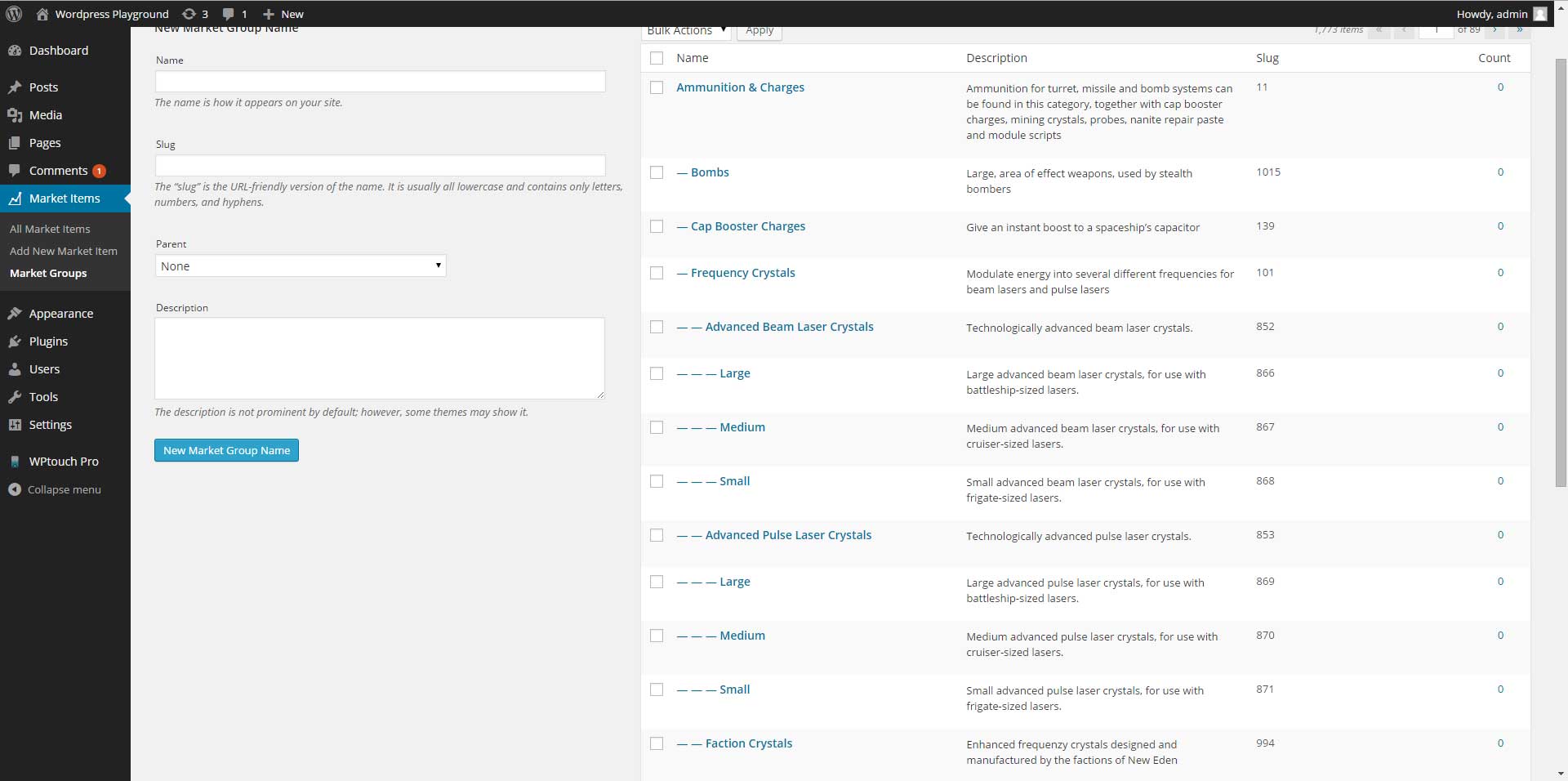 Nested Market Groups