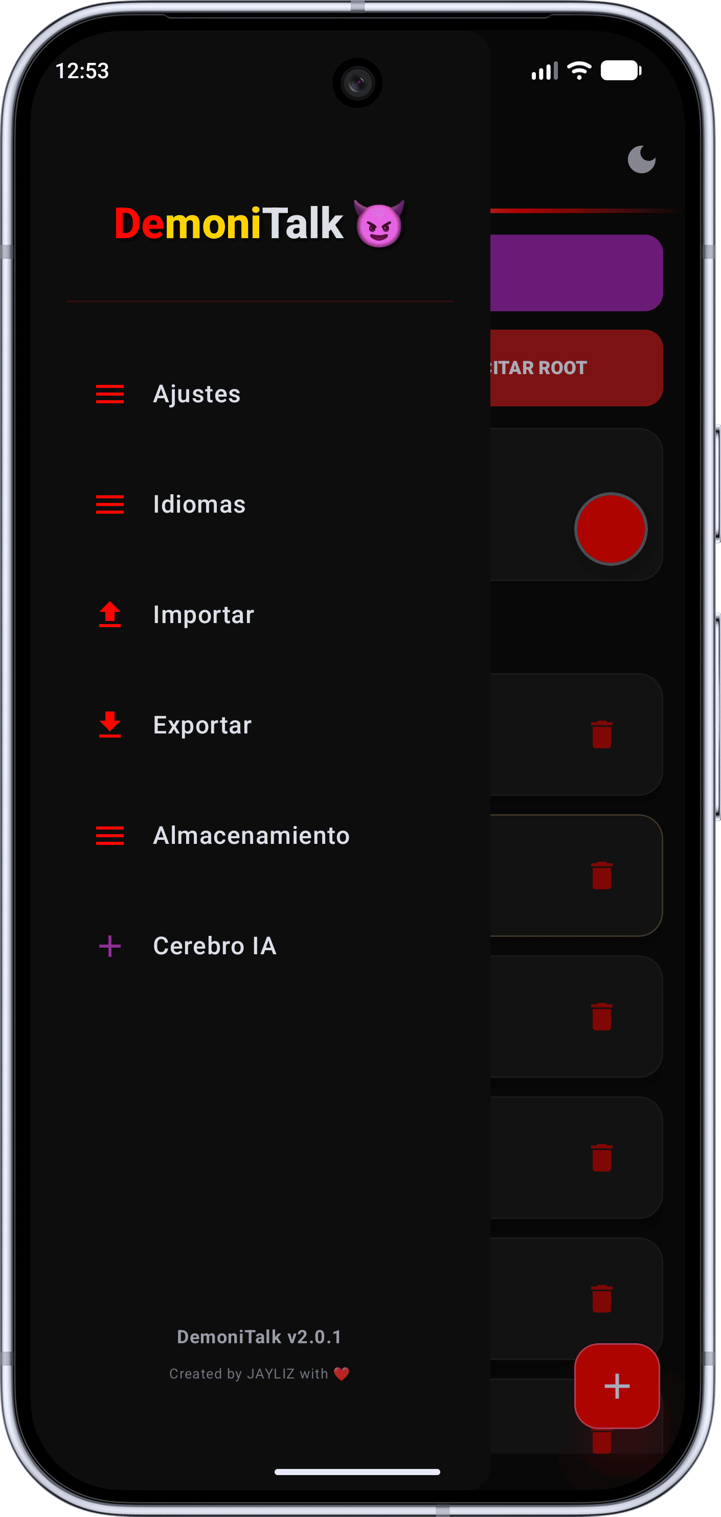 DemoniTalk dark interface screenshot