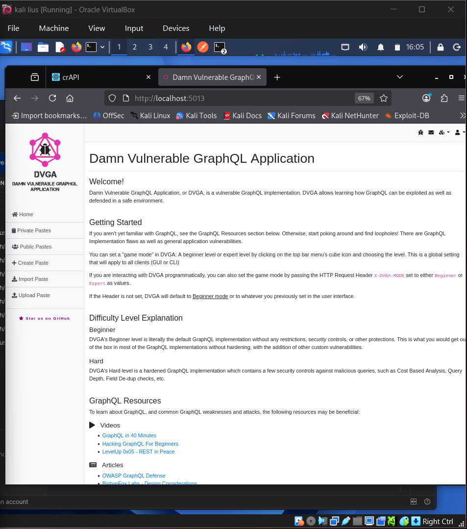 DVGA GraphQL Lab Running