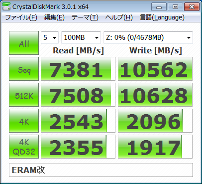 ERAM Benchmark done on Windows 7 64-bit