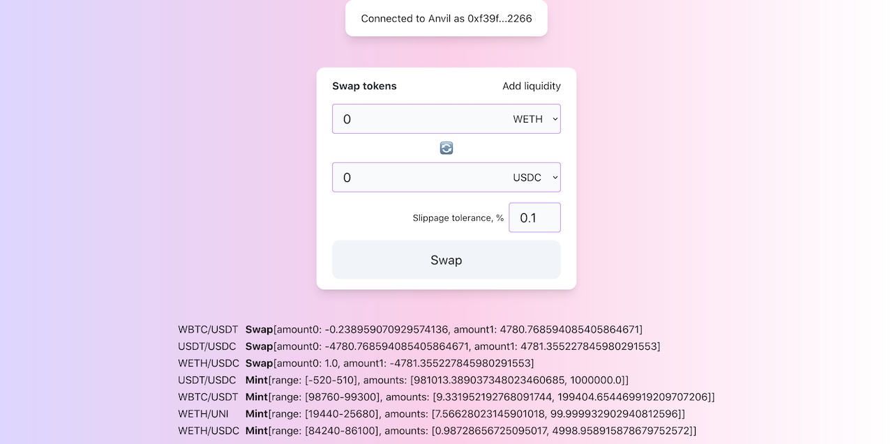 Front-end application screenshot