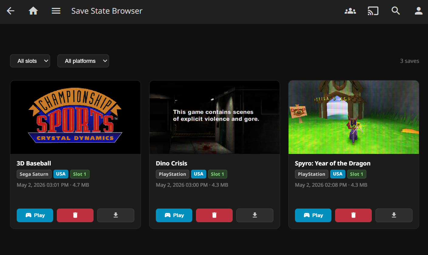 Jellyemu save state browser