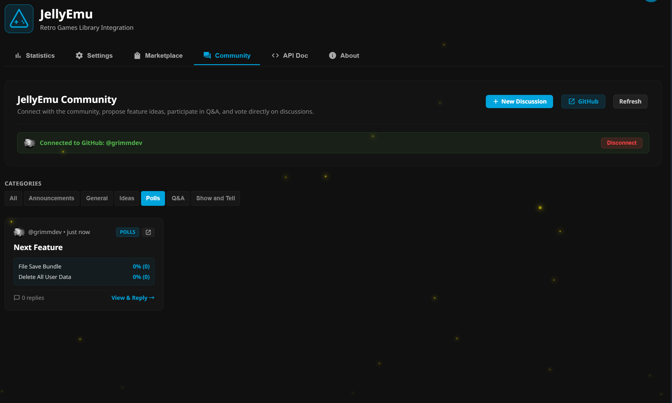 Jellyemu community tab