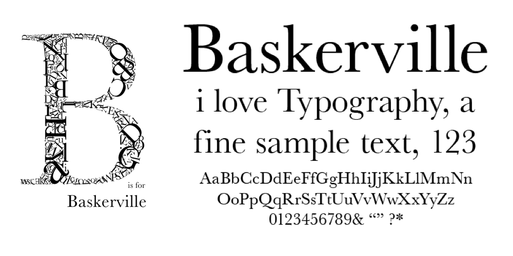 new baskerville typeface characteristics