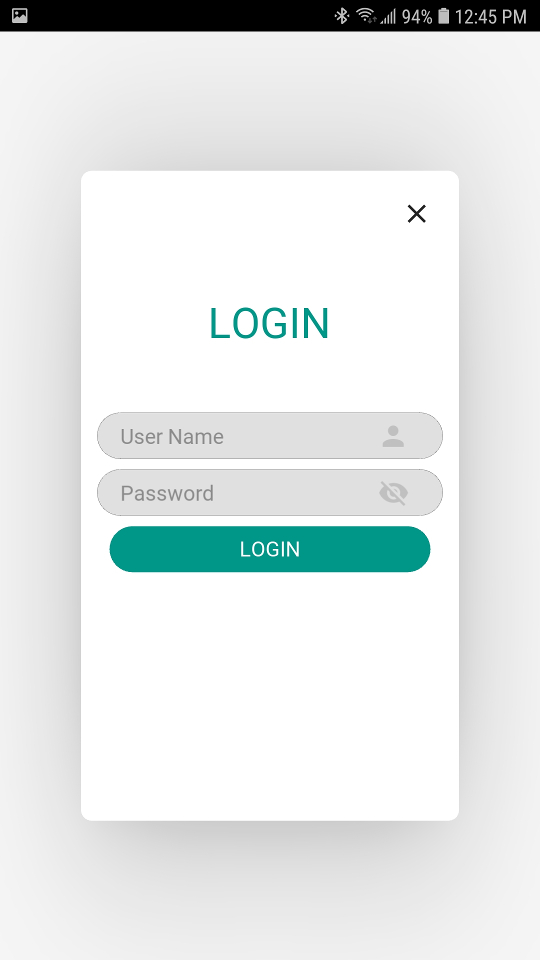 App screen - Login