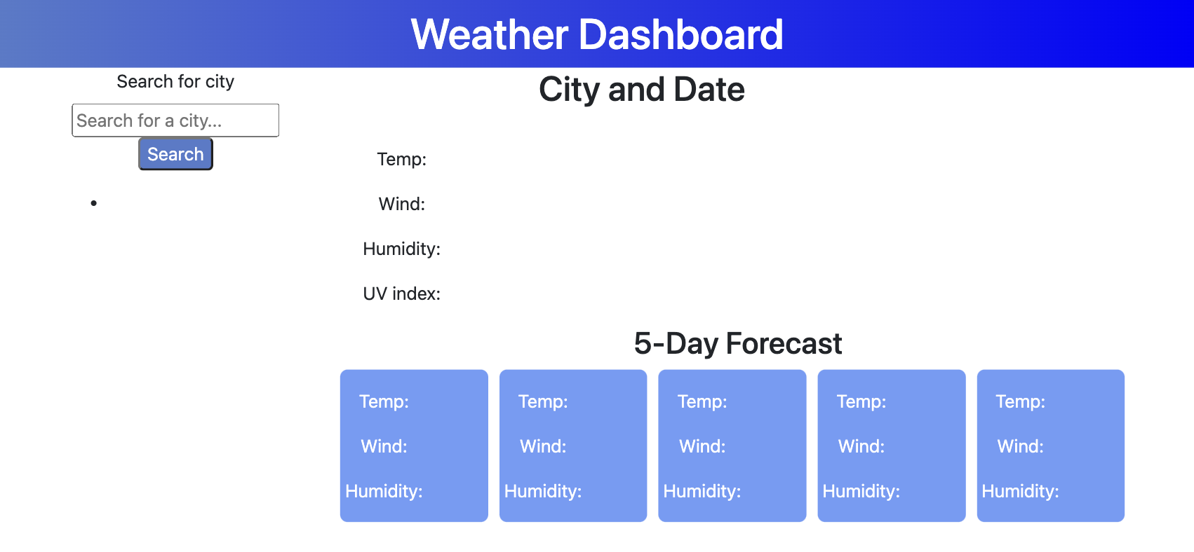 Weather Dashboard Sc