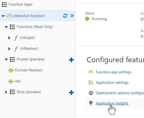 Selecting Application Insights