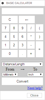 Basic Calculator palette