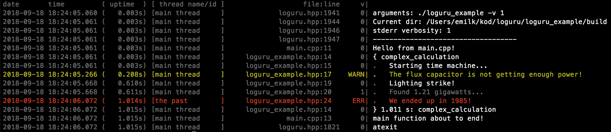 Loguru terminal output