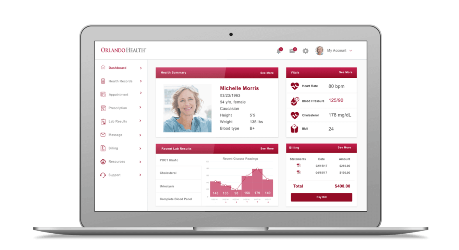 Orlando Patient Portal Mockup