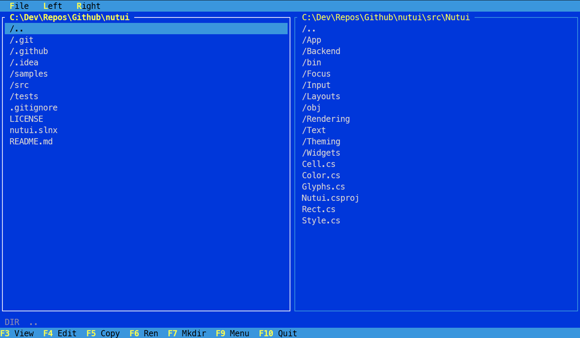File manager in the DosBlue theme