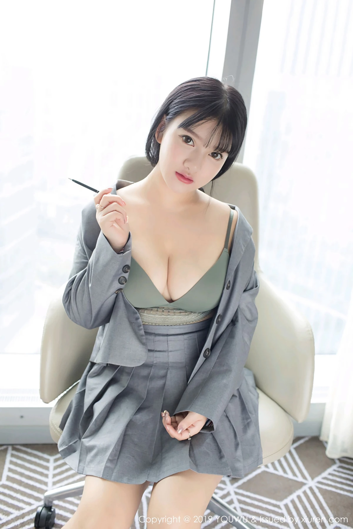 YouWu尤物馆 Vol.138_巨乳嫩模小尤奈私房黑色高叉连体内衣秀傲人豪乳诱惑写真59P - 6