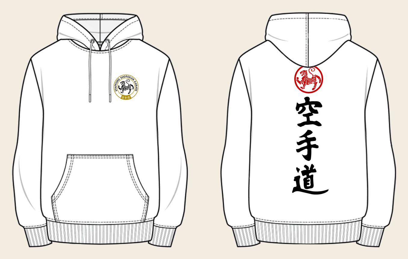 Hoodie design 1, Karate Do, in Arctic White, front and back