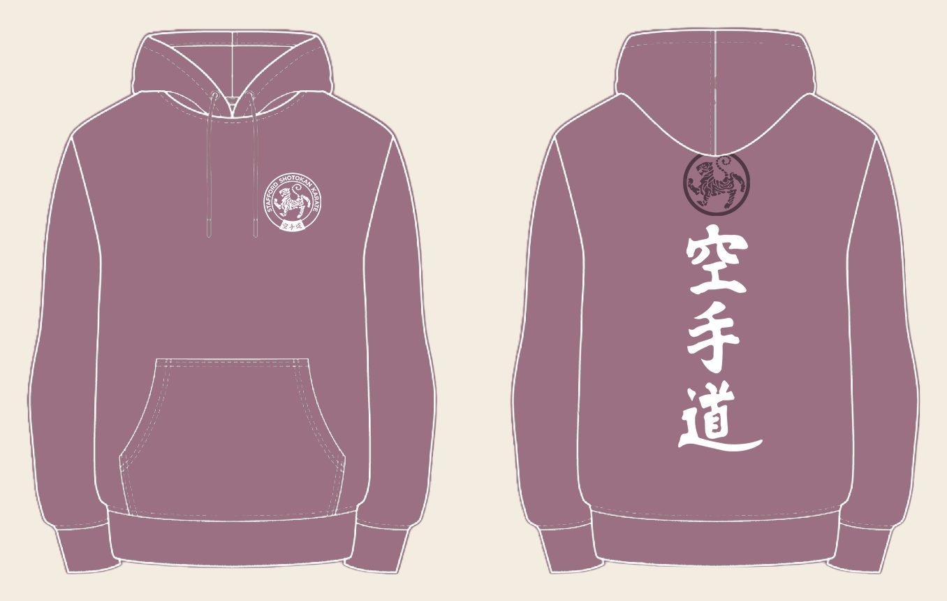 Hoodie design 1, Karate Do, in Dusty Purple, front and back