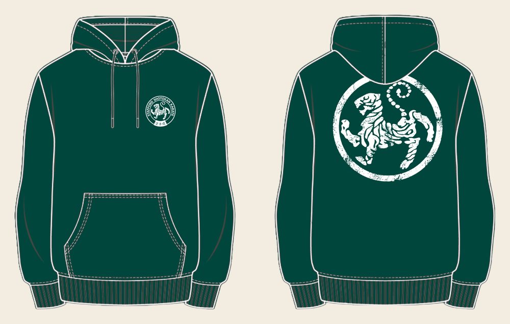 Hoodie design 10, Weathered Tiger, in Bottle Green, front and back