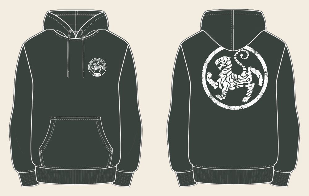 Hoodie design 10, Weathered Tiger, in Charcoal, front and back