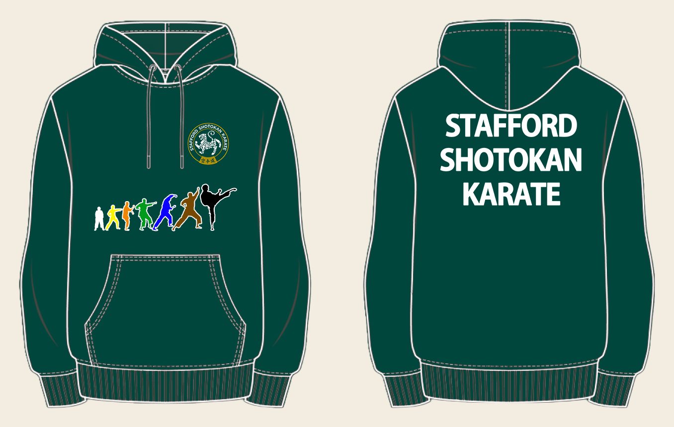 Hoodie design 3, Colour Grades, in Bottle Green, front and back