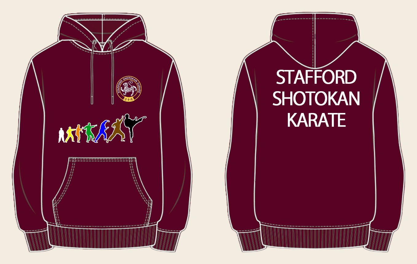 Hoodie design 3, Colour Grades, in Maroon, front and back