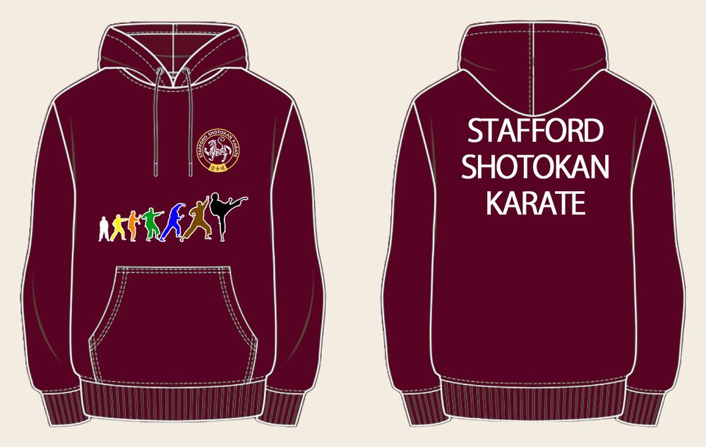 Hoodie design 3, Colour Grades, in Maroon, front and back