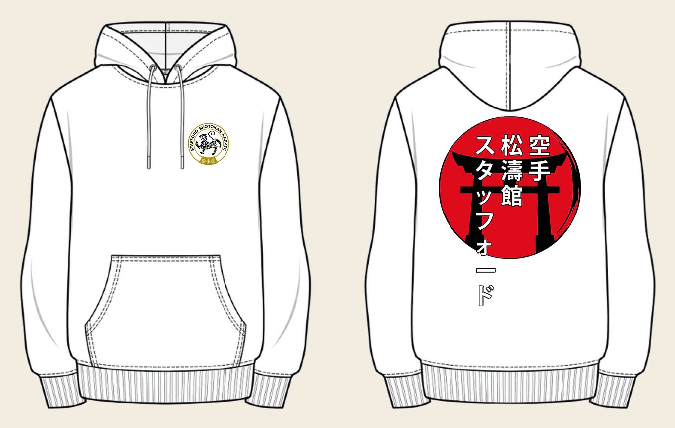 Hoodie design 4, Torii Gates, in Arctic White, front and back