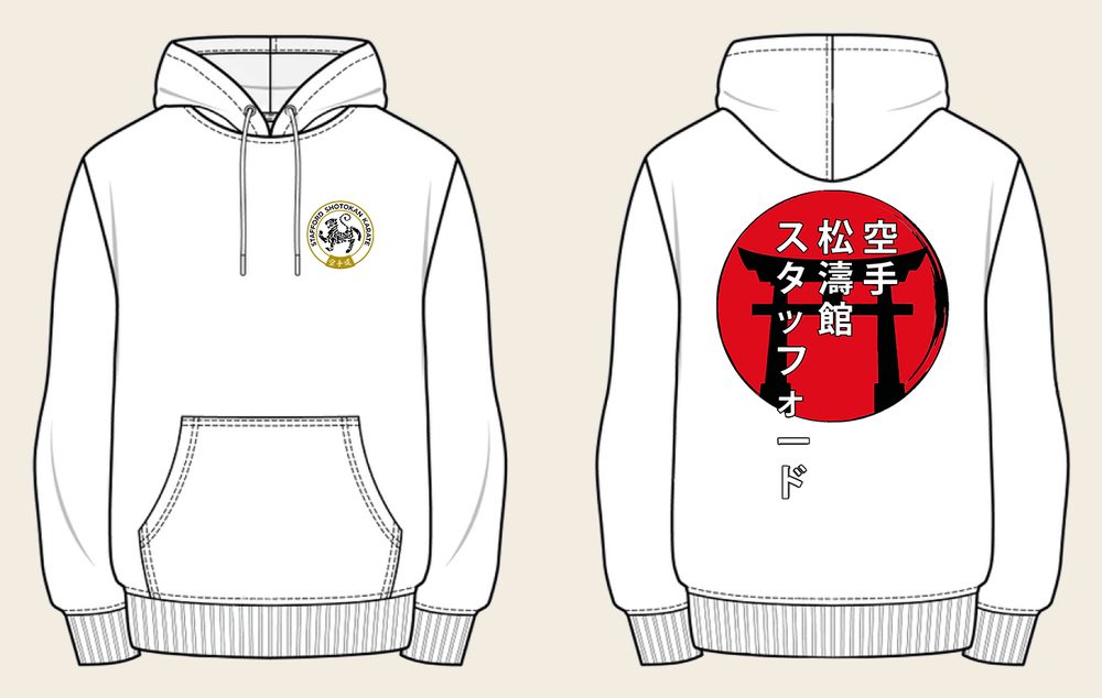 Hoodie design 4, Torii Gates, in Arctic White, front and back