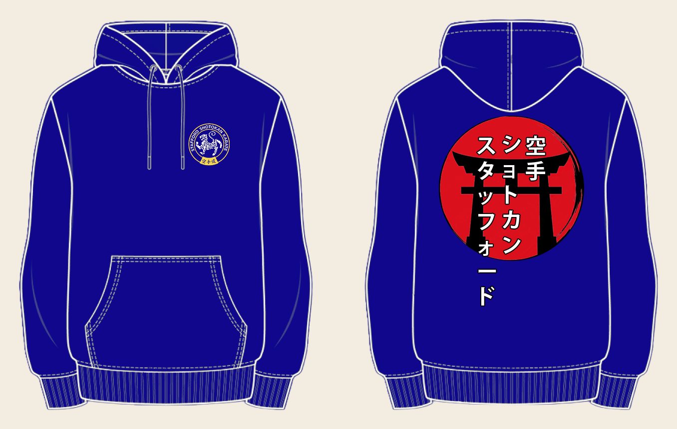 Hoodie design 4, Torii Gates, in Blue, front and back