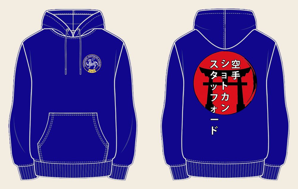 Hoodie design 4, Torii Gates, in Blue, front and back