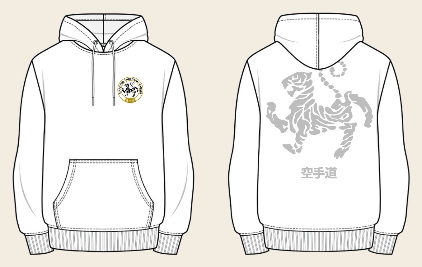 Hoodie design 5, Tora No Maki, in Arctic White, front and back