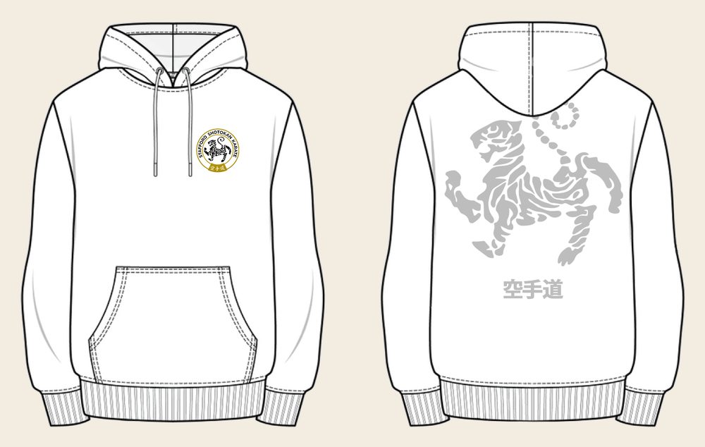 Hoodie design 5, Tora No Maki, in Arctic White, front and back