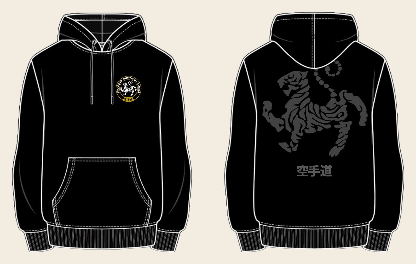 Hoodie design 5, Tora No Maki, in Black, front and back