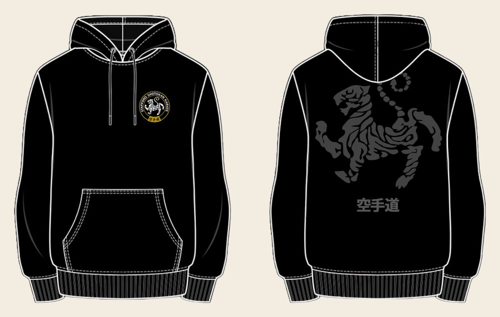 Hoodie design 5, Tora No Maki, in Black, front and back