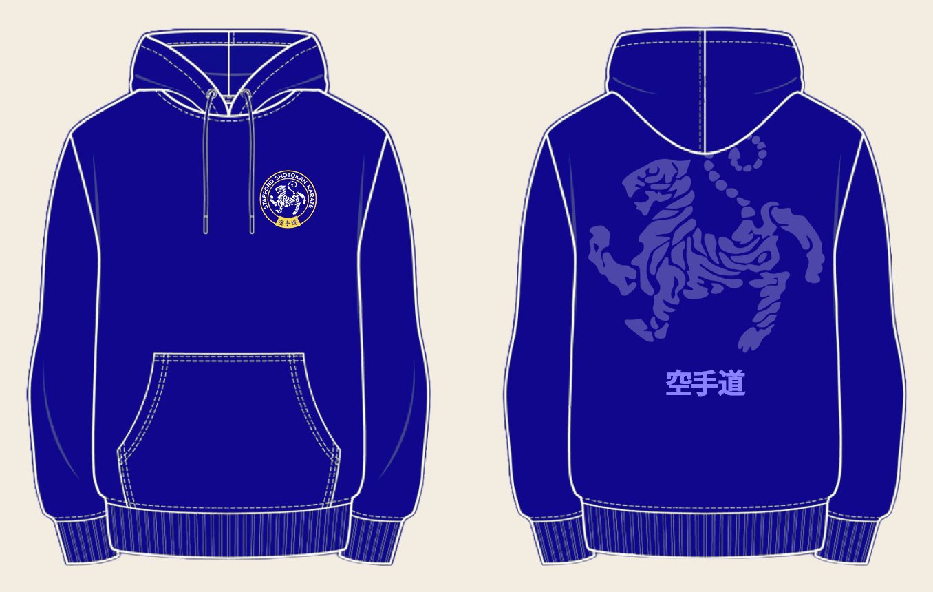 Hoodie design 5, Tora No Maki, in Blue, front and back