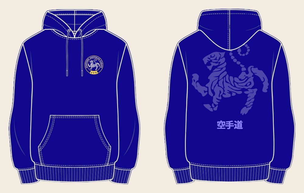 Hoodie design 5, Tora No Maki, in Blue, front and back
