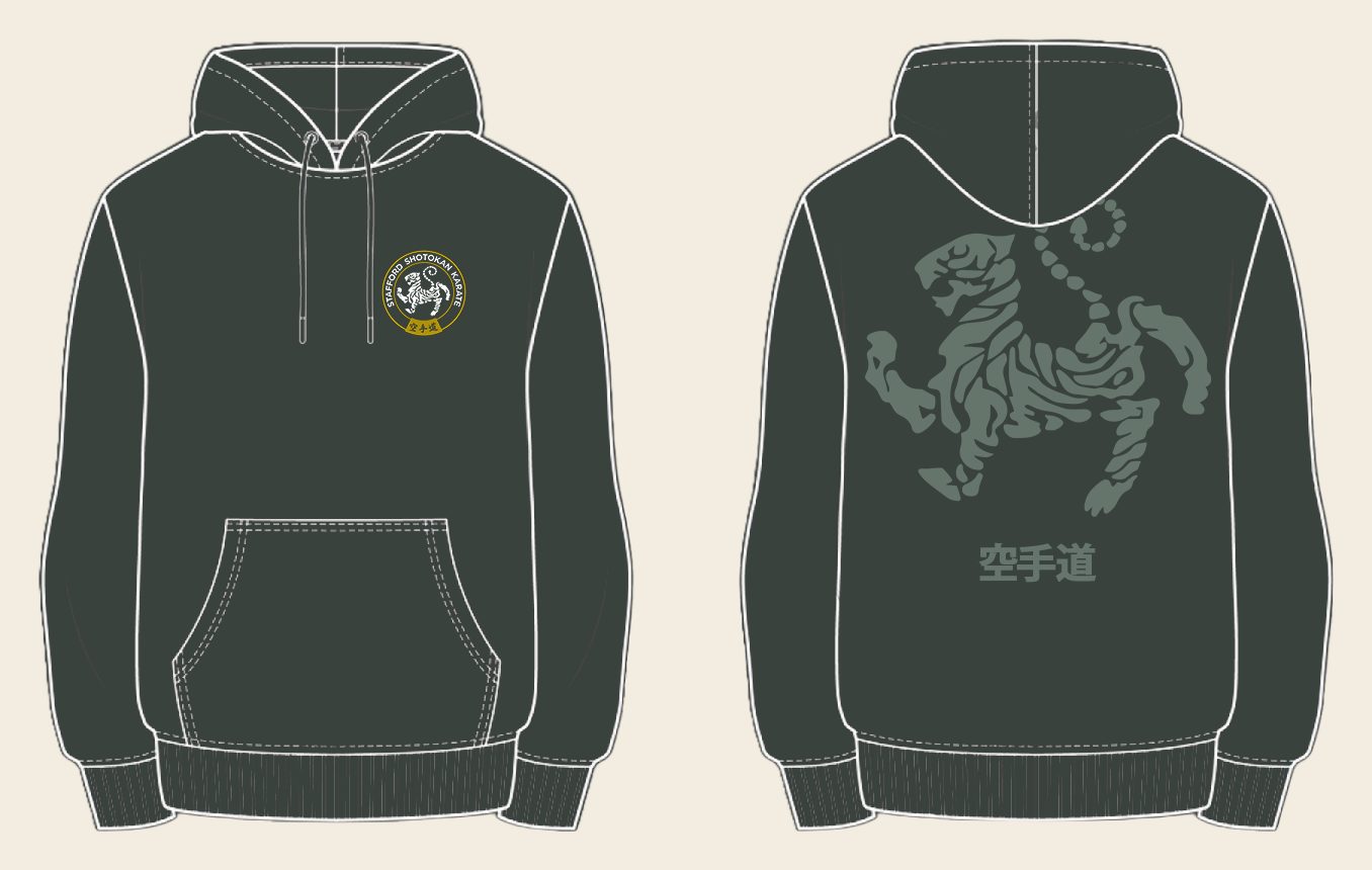 Hoodie design 5, Tora No Maki, in Charcoal, front and back