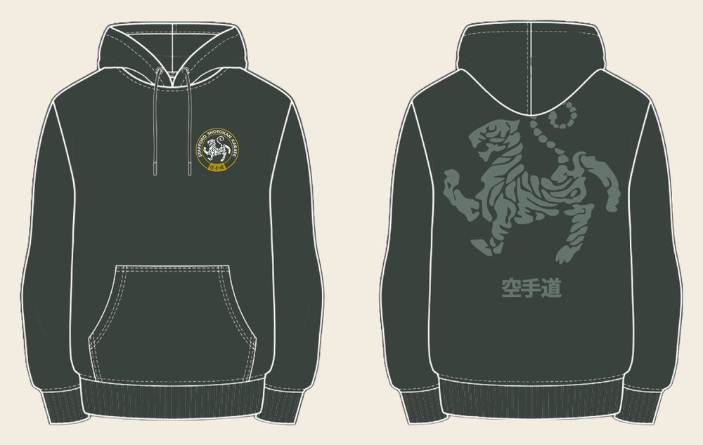 Hoodie design 5, Tora No Maki, in Charcoal, front and back