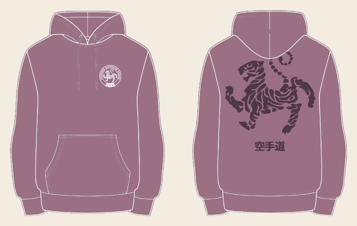 Hoodie design 5, Tora No Maki, in Dusty Purple, front and back